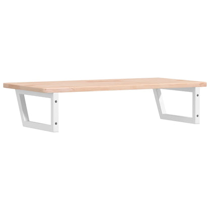 Badeværelseshylde Stål Og Massivt Egetræ Brun Og Hvid