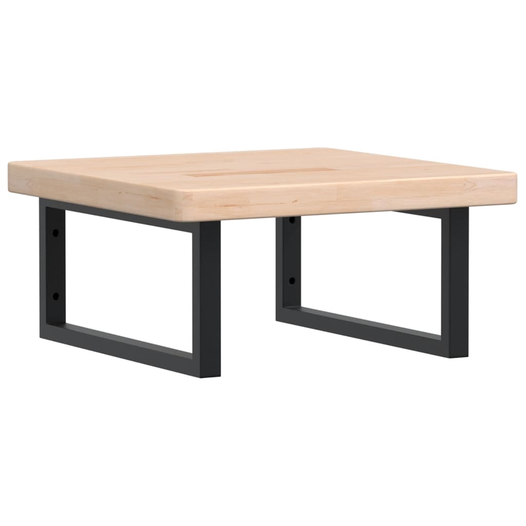 Badeværelseshylde Stål Og Massivt Egetræ Brun Og Sort