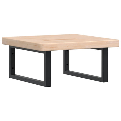 Badeværelseshylde Stål Og Massivt Egetræ Brun Og Sort