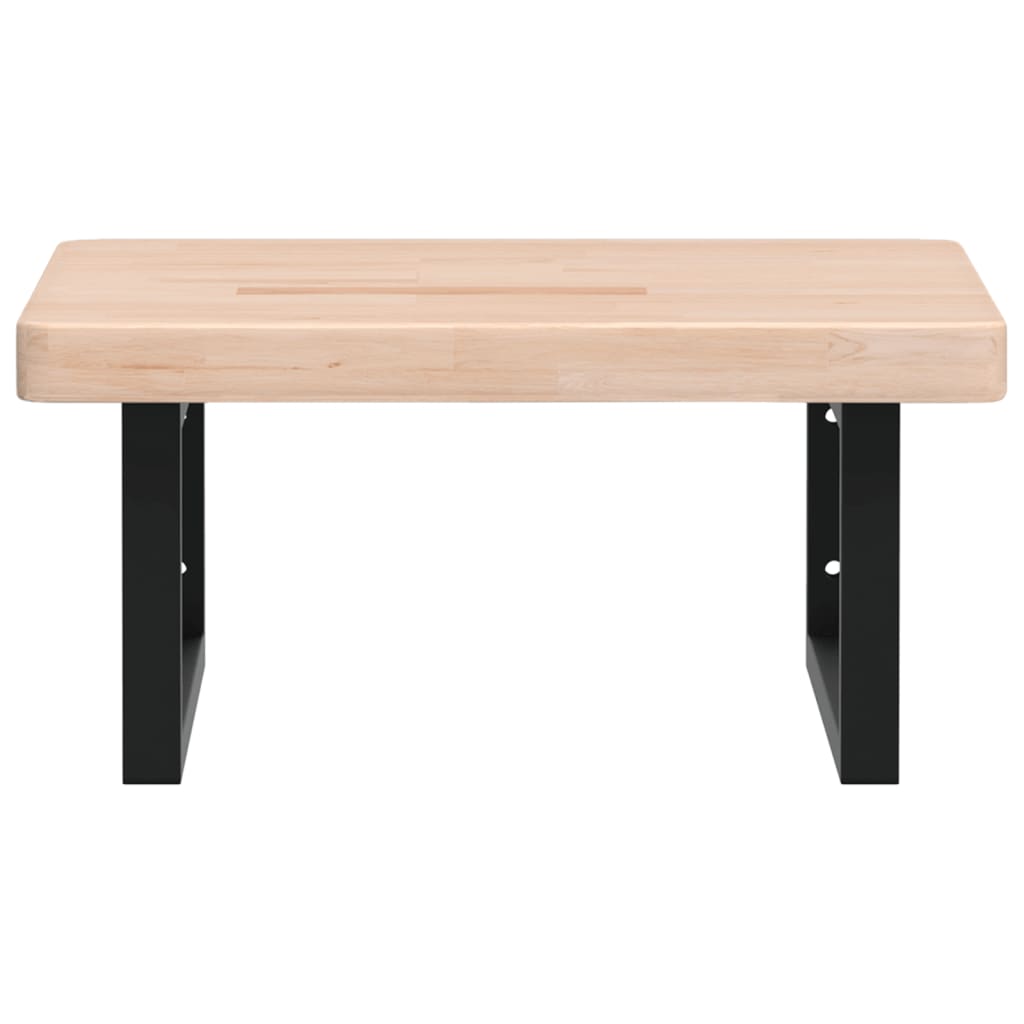 Badeværelseshylde Stål Og Massivt Egetræ Brun Og Sort