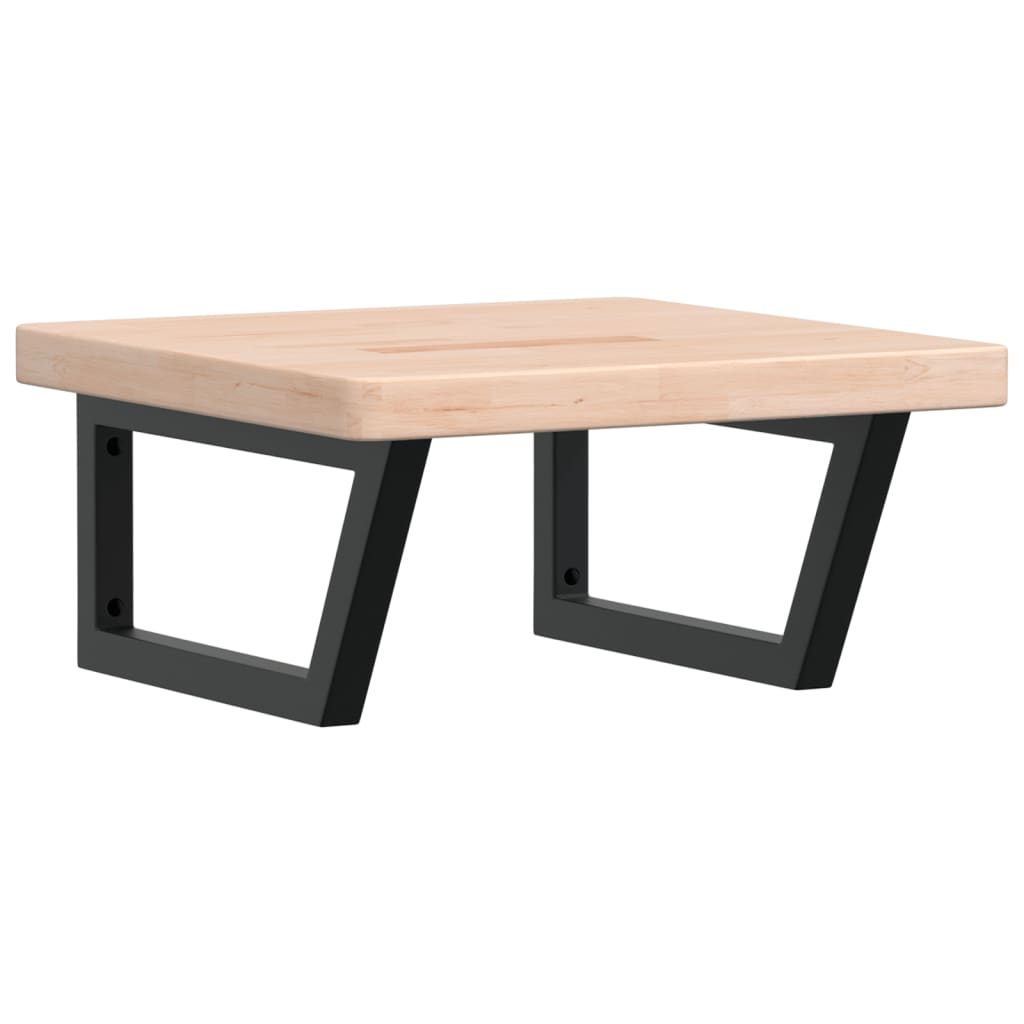 Badeværelseshylde Stål Og Massivt Egetræ Brun Og Sort