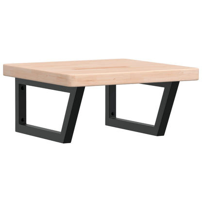 Badeværelseshylde Stål Og Massivt Egetræ Brun Og Sort