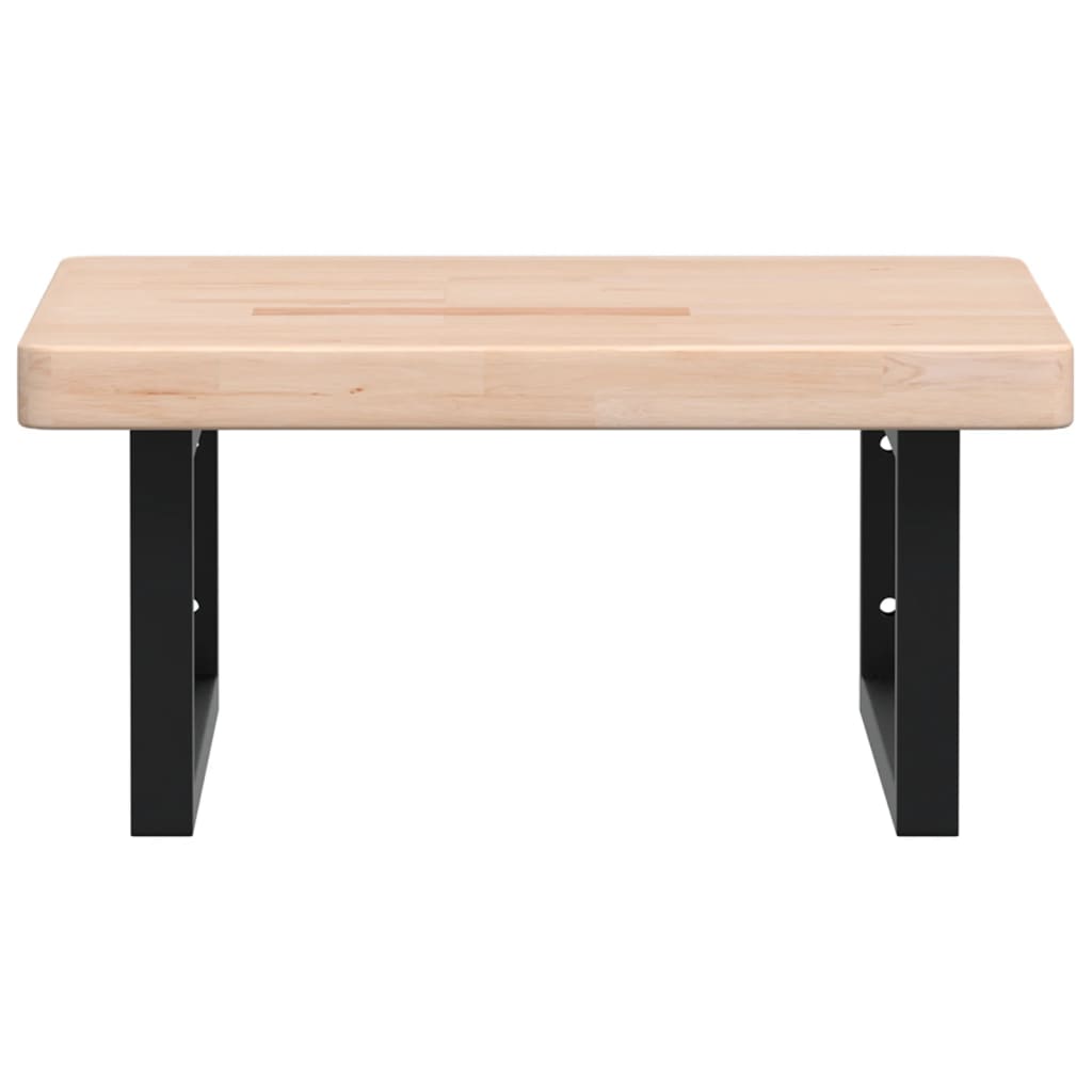 Badeværelseshylde Stål Og Massivt Egetræ Brun Og Sort