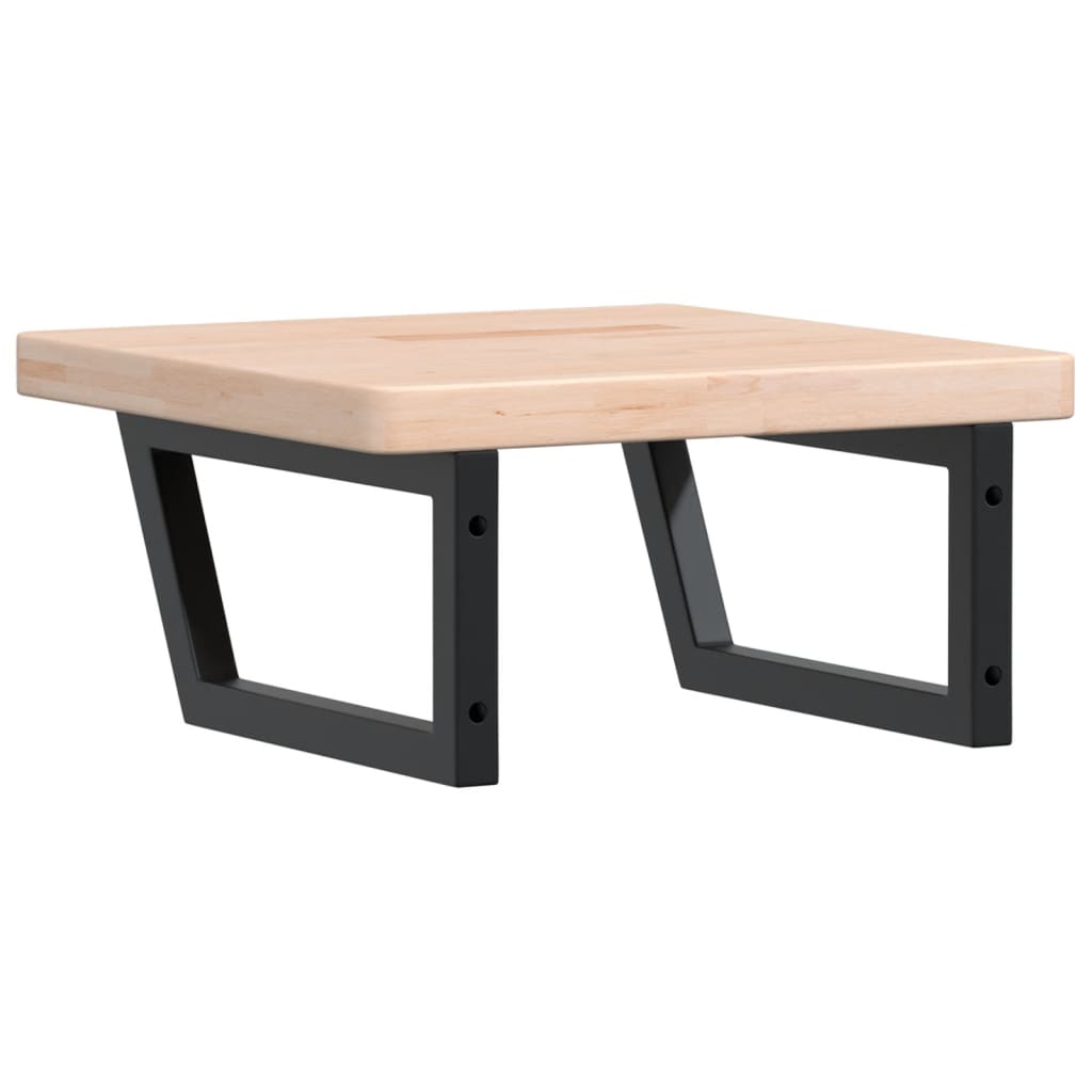 Badeværelseshylde Stål Og Massivt Egetræ Brun Og Sort