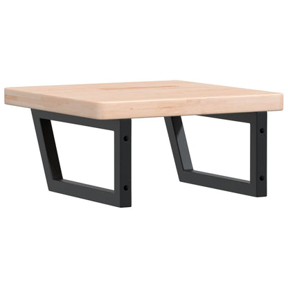 Badeværelseshylde Stål Og Massivt Egetræ Brun Og Sort