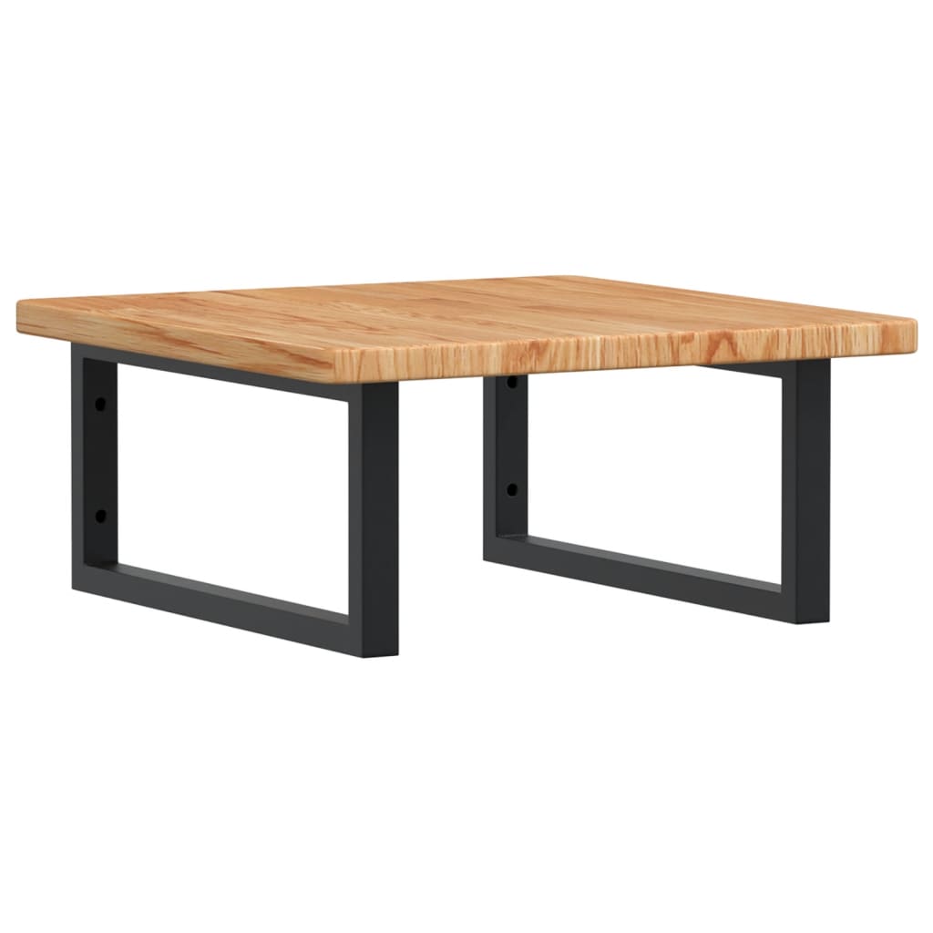 Badeværelseshylde Stål Og Massivt Egetræ Lysebrun Og Sort