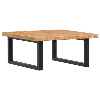 Badeværelseshylde Stål Og Massivt Egetræ Lysebrun Og Sort