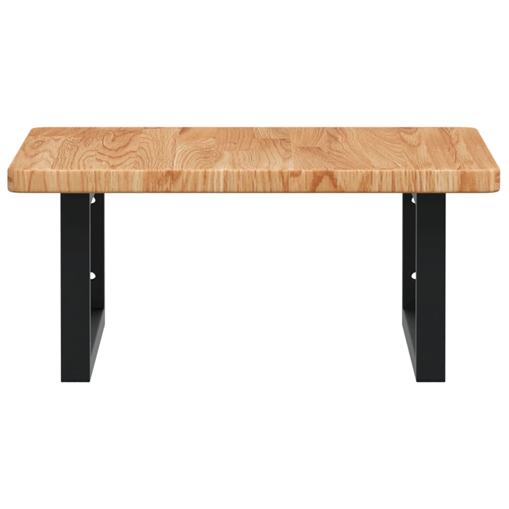 Badeværelseshylde Stål Og Massivt Egetræ Lysebrun Og Sort