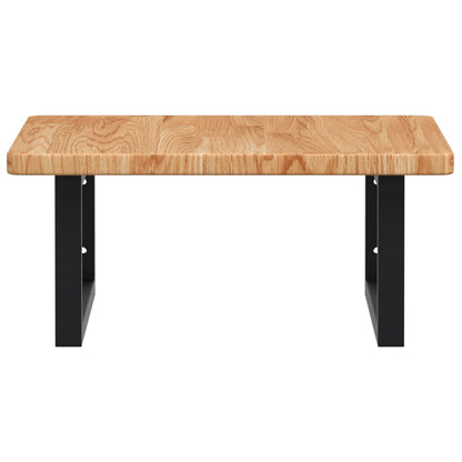 Badeværelseshylde Stål Og Massivt Egetræ Lysebrun Og Sort