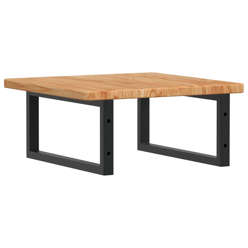 Badeværelseshylde Stål Og Massivt Egetræ Lysebrun Og Sort