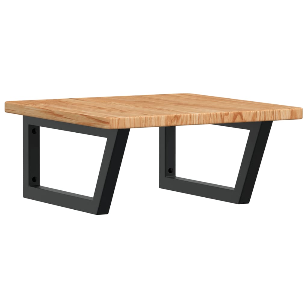 Badeværelseshylde Stål Og Massivt Egetræ Lysebrun Og Sort