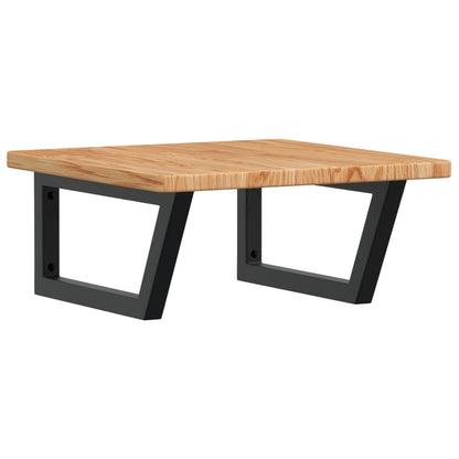 Badeværelseshylde Stål Og Massivt Egetræ Lysebrun Og Sort