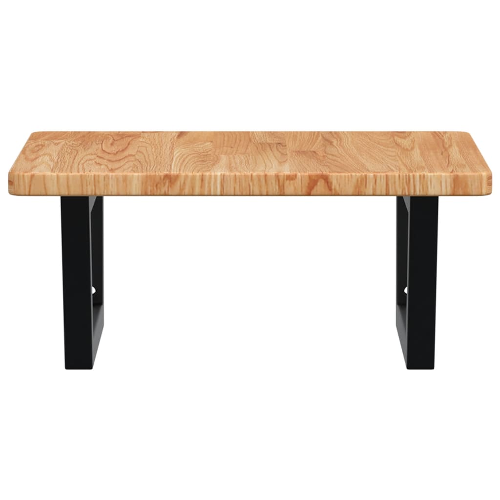 Badeværelseshylde Stål Og Massivt Egetræ Lysebrun Og Sort