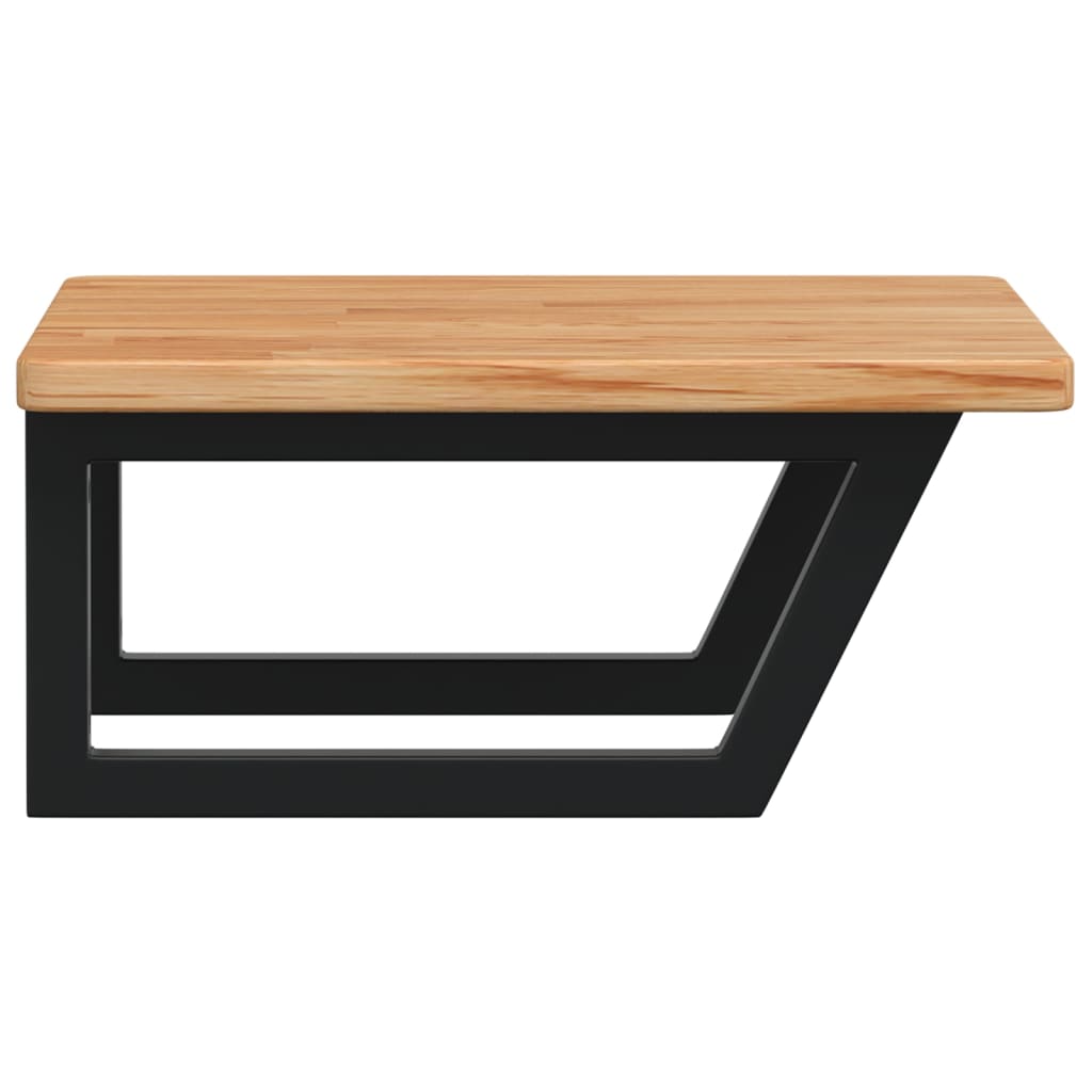 Badeværelseshylde Stål Og Massivt Egetræ Lysebrun Og Sort