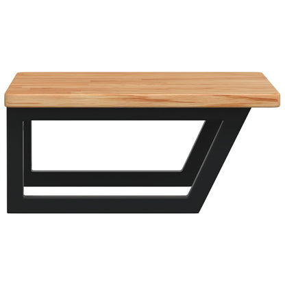 Badeværelseshylde Stål Og Massivt Egetræ Lysebrun Og Sort