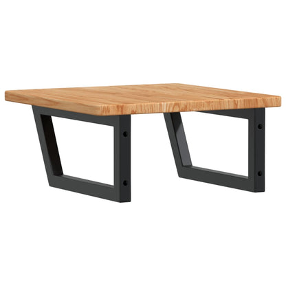 Badeværelseshylde Stål Og Massivt Egetræ Lysebrun Og Sort