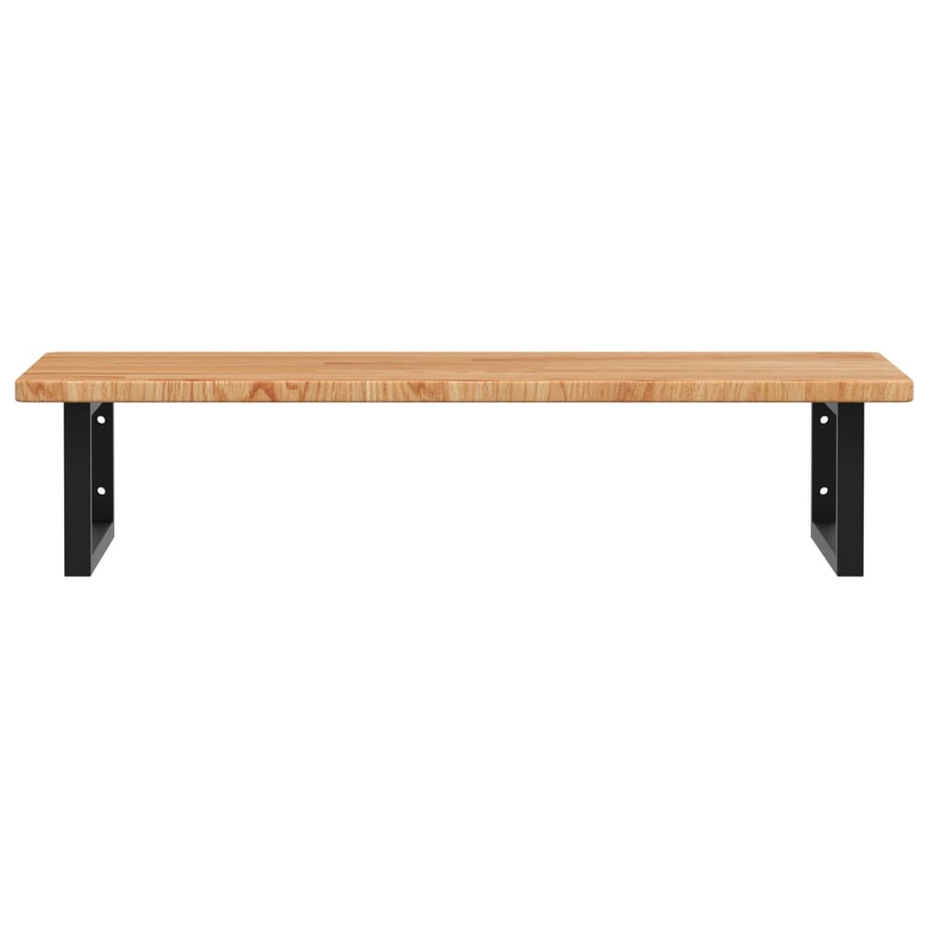 Badeværelseshylde Stål Og Massivt Egetræ Lysebrun Og Sort