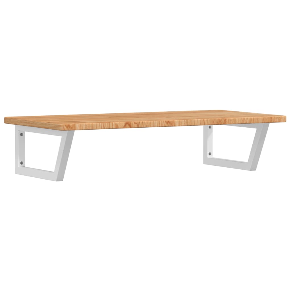 Badeværelseshylde Stål Og Massivt Egetræ Lysebrun Og Hvid