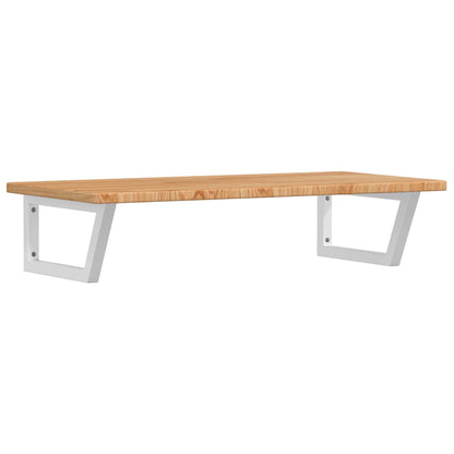 Badeværelseshylde Stål Og Massivt Egetræ Lysebrun Og Hvid