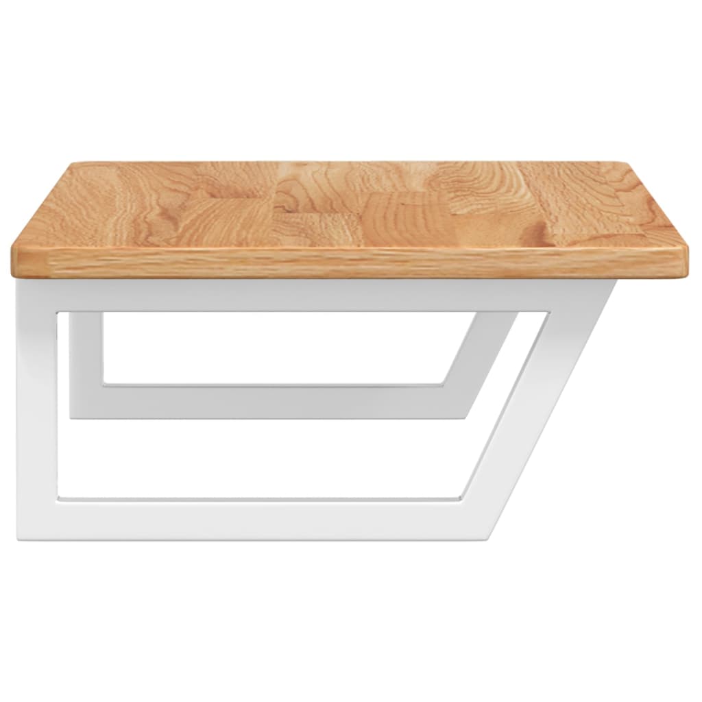 Badeværelseshylde Stål Og Massivt Egetræ Lysebrun Og Hvid