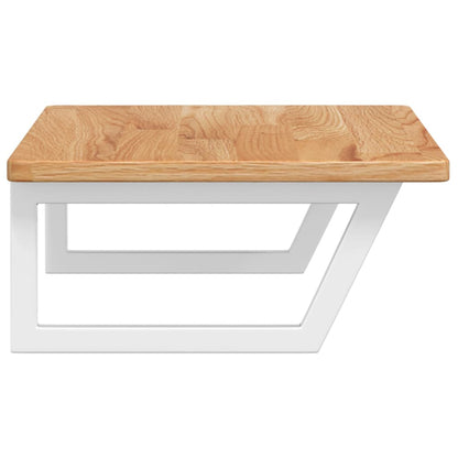 Badeværelseshylde Stål Og Massivt Egetræ Lysebrun Og Hvid