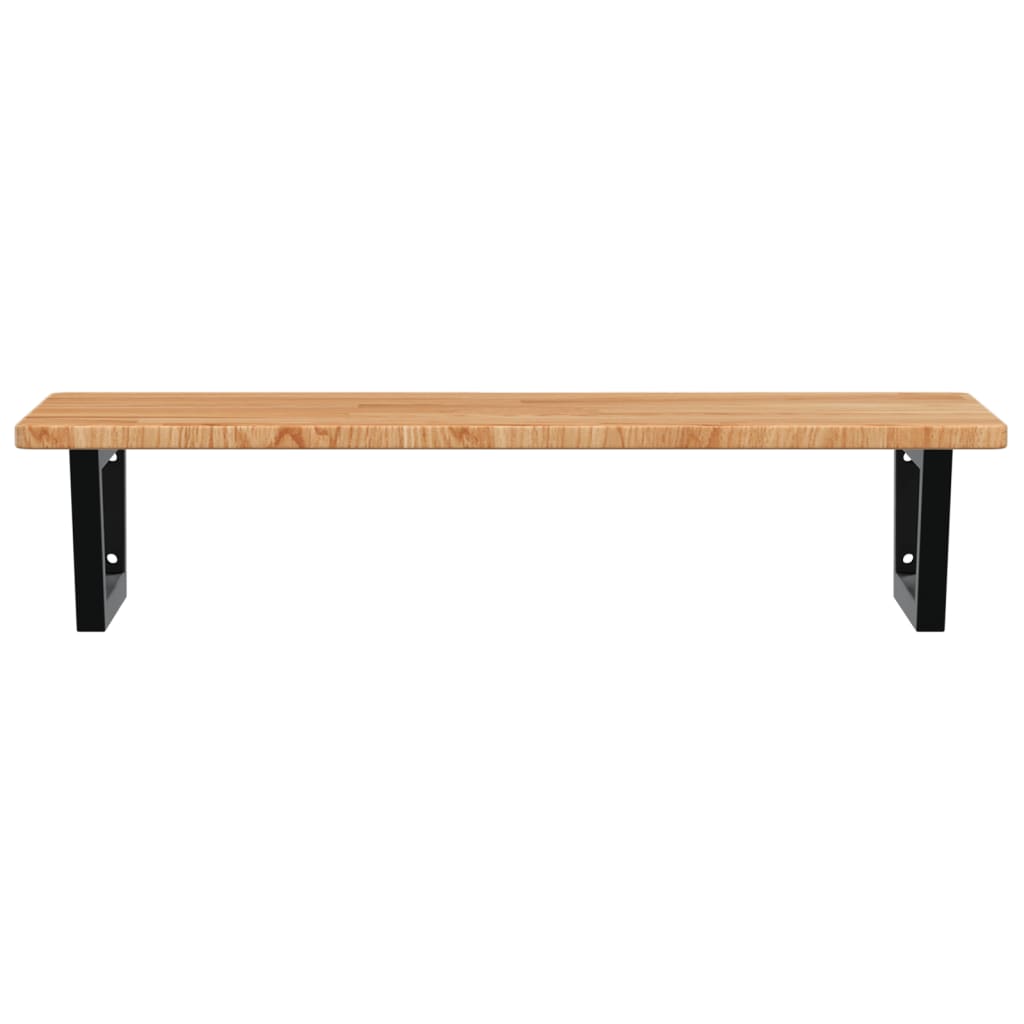 Badeværelseshylde Stål Og Massivt Egetræ Lysebrun Og Sort