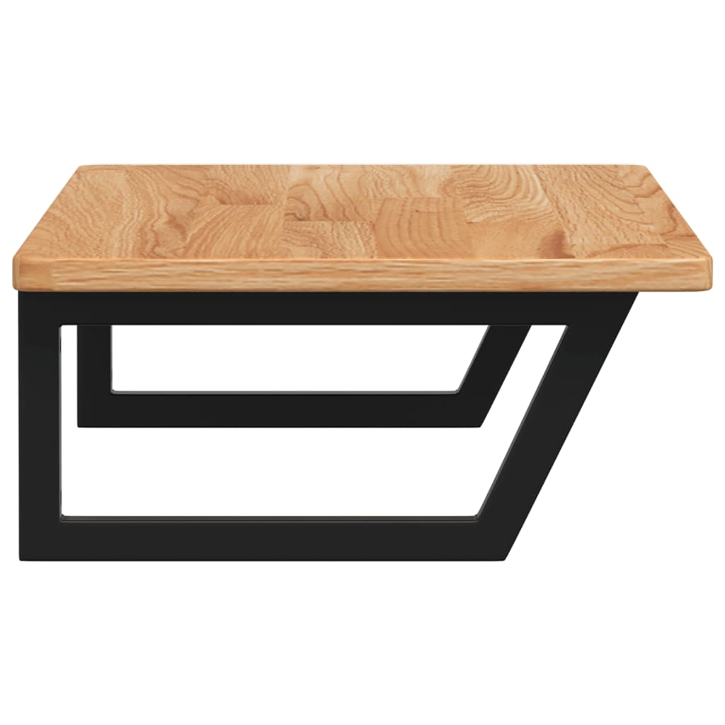 Badeværelseshylde Stål Og Massivt Egetræ Lysebrun Og Sort