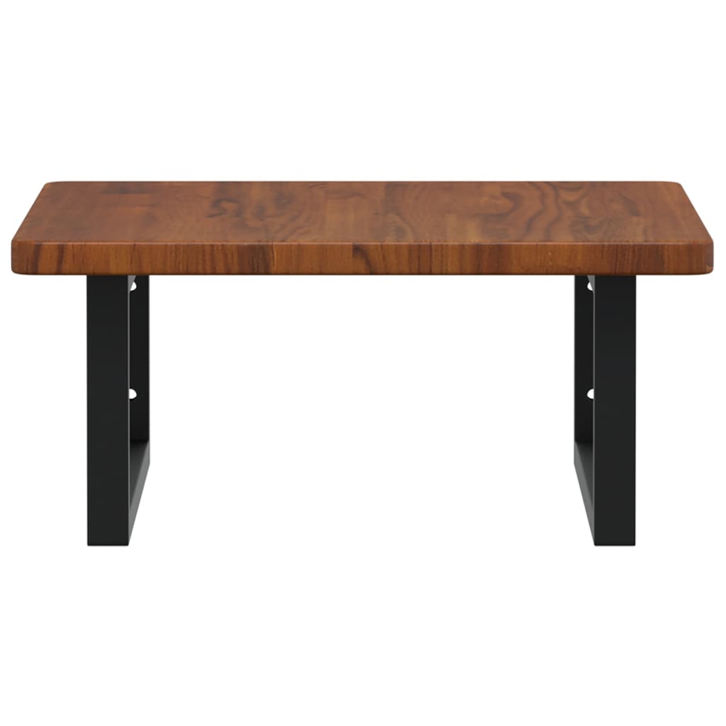 Badeværelseshylde Stål Og Massivt Egetræ Mørkebrun Og Sort