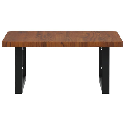 Badeværelseshylde Stål Og Massivt Egetræ Mørkebrun Og Sort