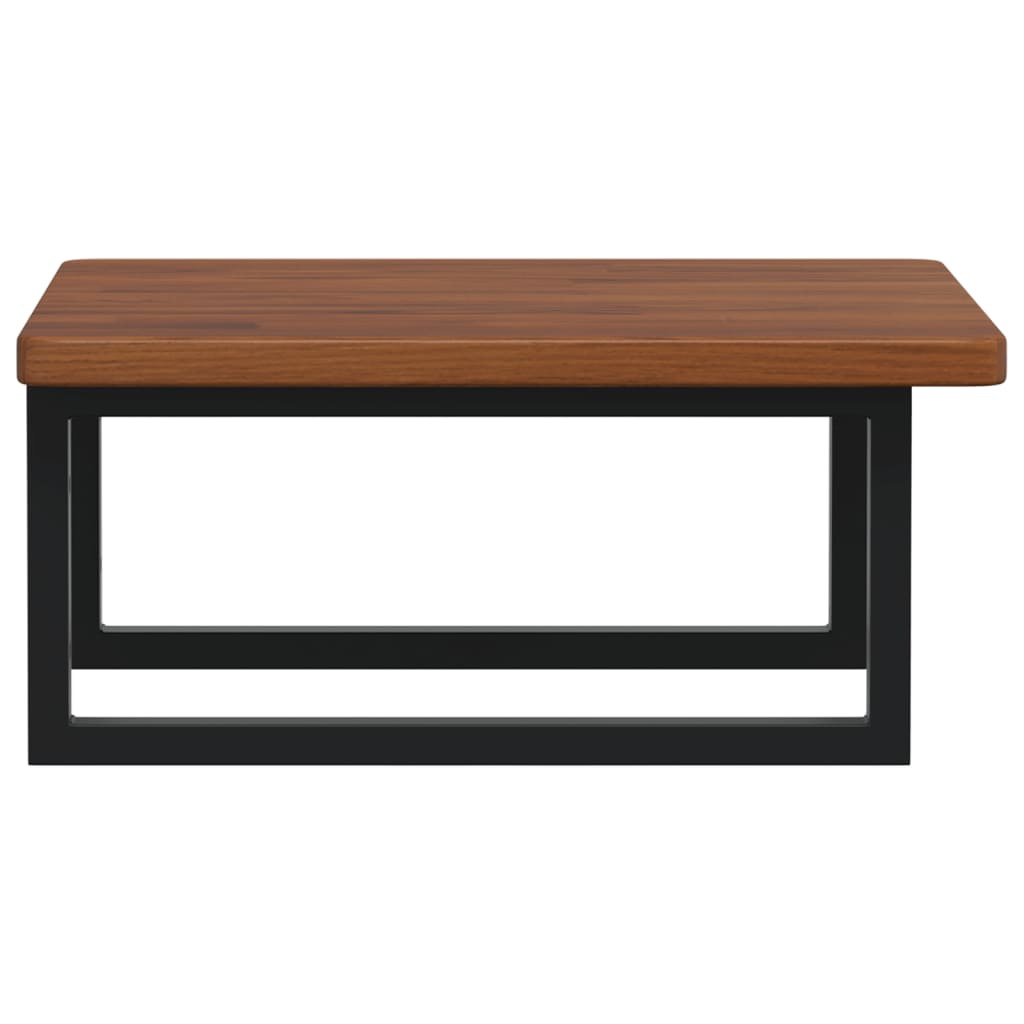 Badeværelseshylde Stål Og Massivt Egetræ Mørkebrun Og Sort