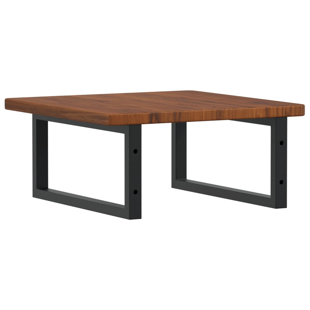 Badeværelseshylde Stål Og Massivt Egetræ Mørkebrun Og Sort