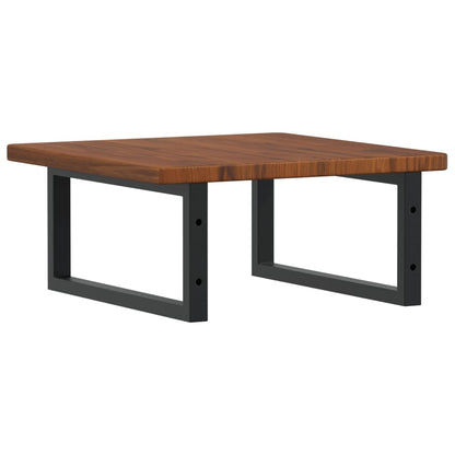 Badeværelseshylde Stål Og Massivt Egetræ Mørkebrun Og Sort