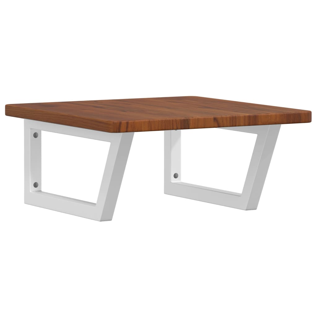 Badeværelseshylde Stål Og Massivt Egetræ Mørkebrun Og Hvid