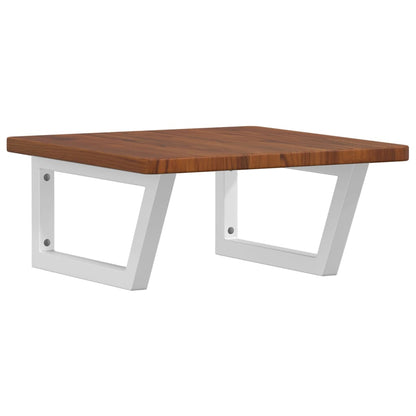 Badeværelseshylde Stål Og Massivt Egetræ Mørkebrun Og Hvid