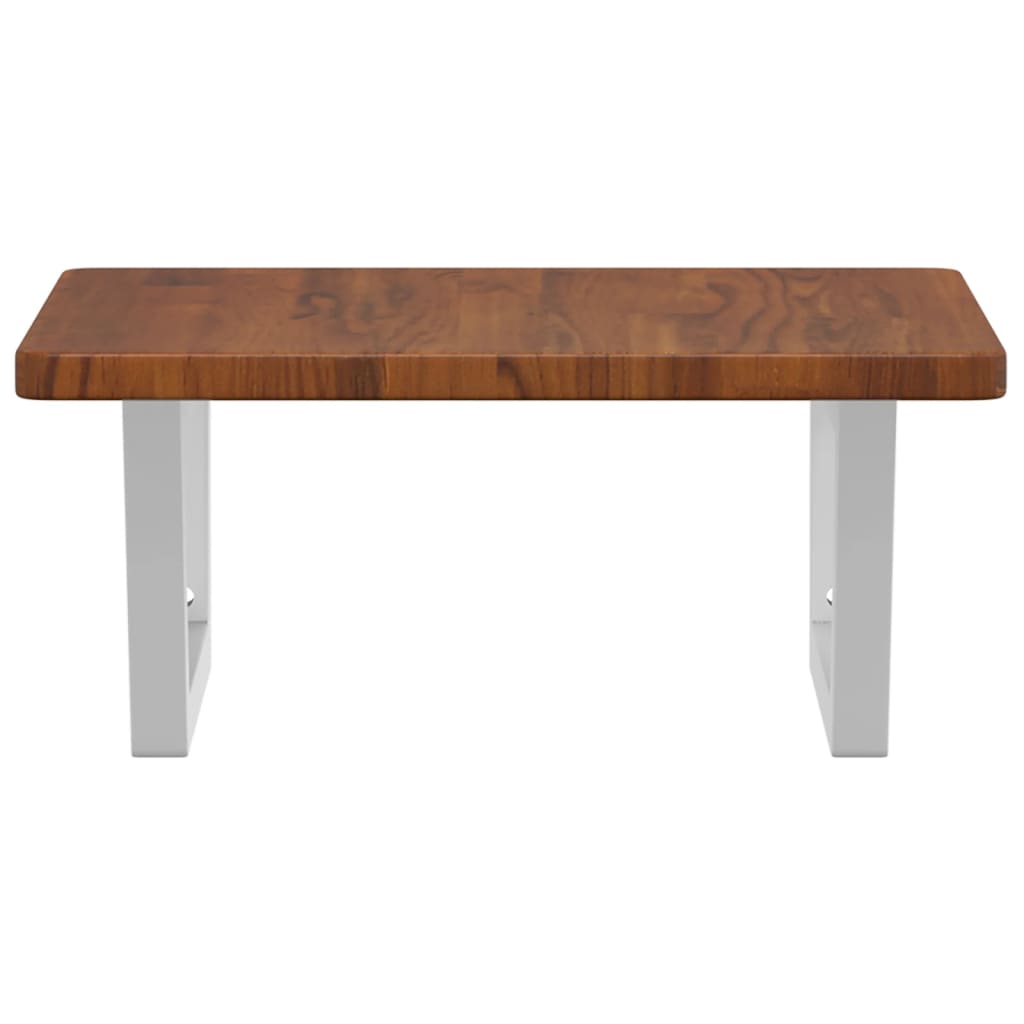 Badeværelseshylde Stål Og Massivt Egetræ Mørkebrun Og Hvid