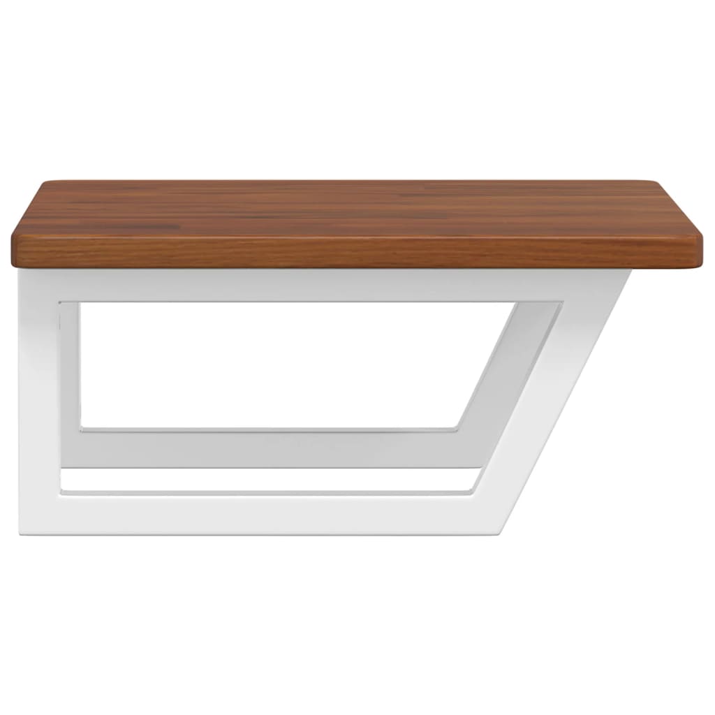 Badeværelseshylde Stål Og Massivt Egetræ Mørkebrun Og Hvid