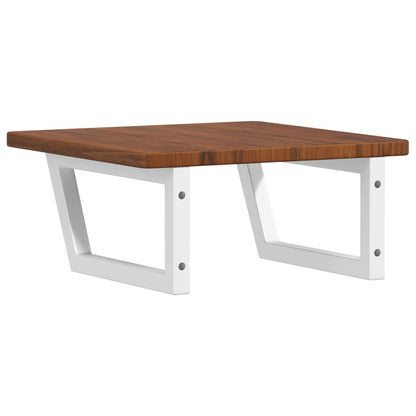 Badeværelseshylde Stål Og Massivt Egetræ Mørkebrun Og Hvid