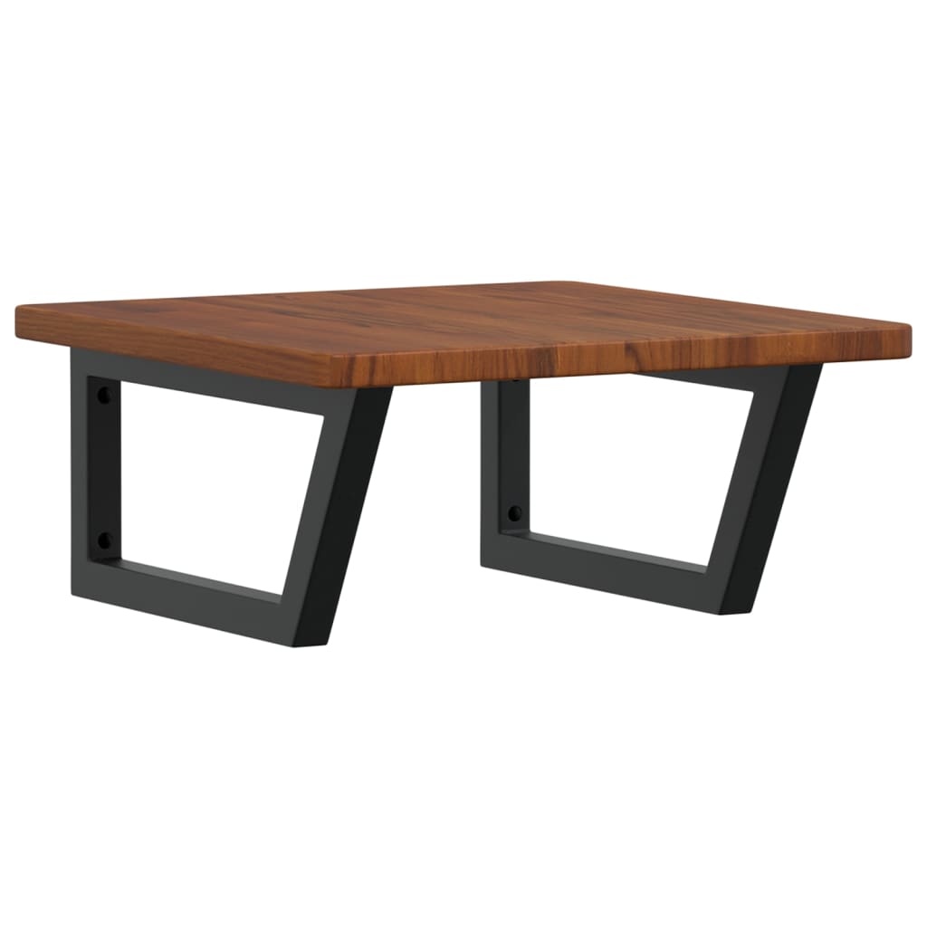 Badeværelseshylde Stål Og Massivt Egetræ Mørkebrun Og Sort