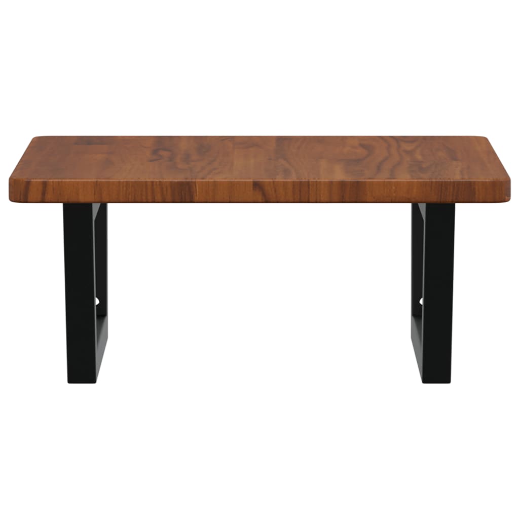 Badeværelseshylde Stål Og Massivt Egetræ Mørkebrun Og Sort