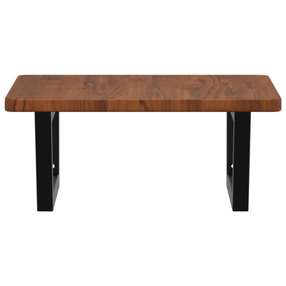 Badeværelseshylde Stål Og Massivt Egetræ Mørkebrun Og Sort