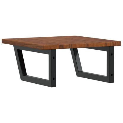 Badeværelseshylde Stål Og Massivt Egetræ Mørkebrun Og Sort