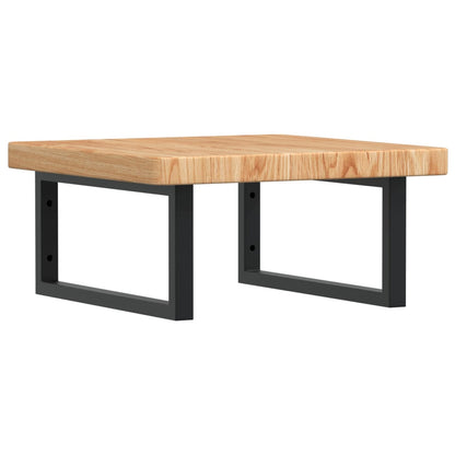 Badeværelseshylde Stål Og Massivt Egetræ Lysebrun Og Sort