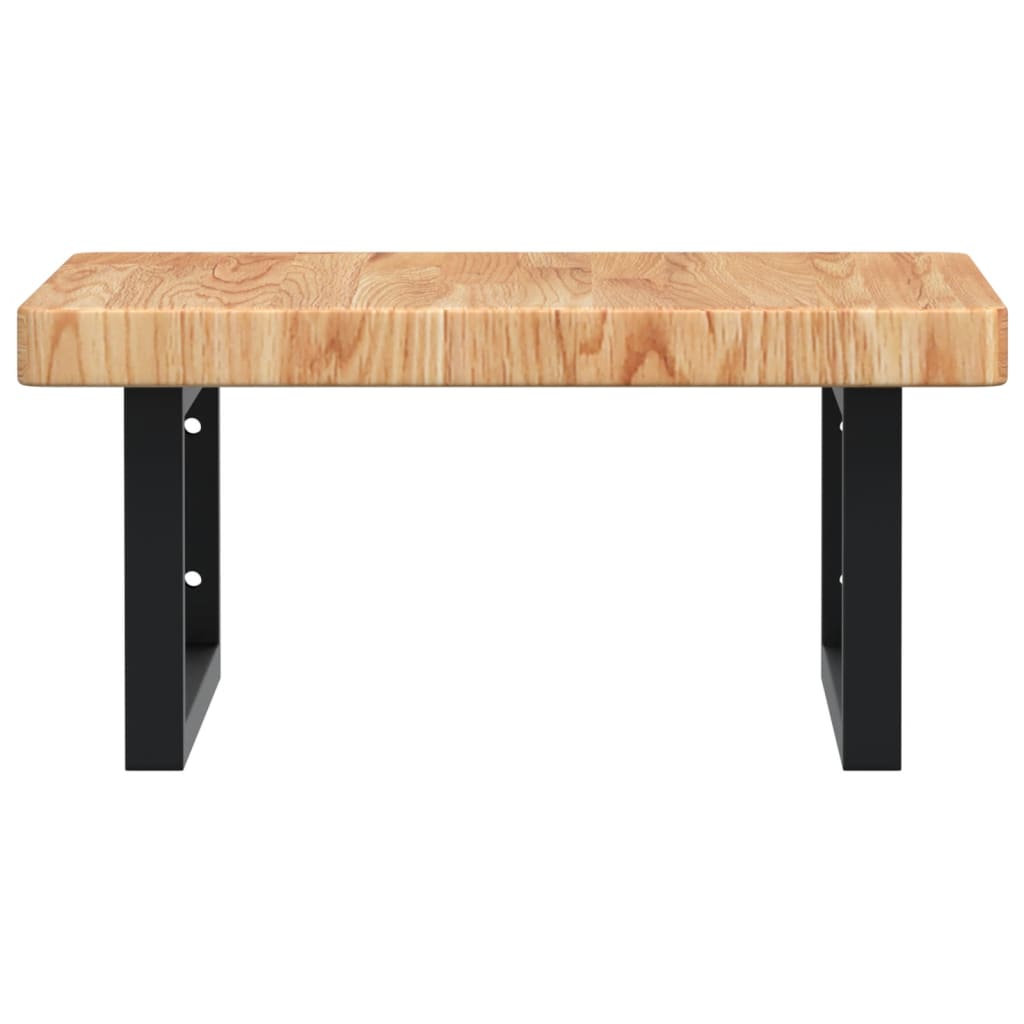 Badeværelseshylde Stål Og Massivt Egetræ Lysebrun Og Sort