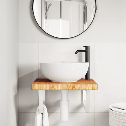 Badeværelseshylde Stål Og Massivt Egetræ