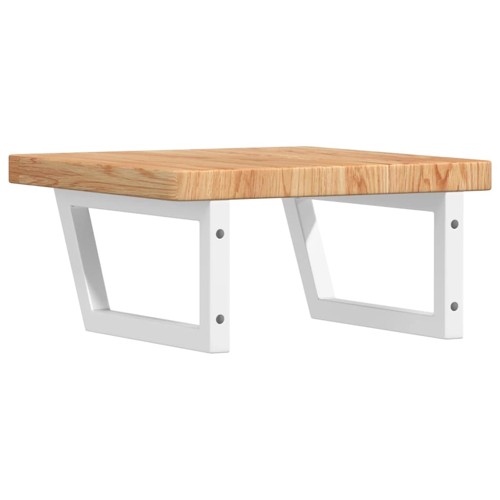 Badeværelseshylde Stål Og Massivt Egetræ