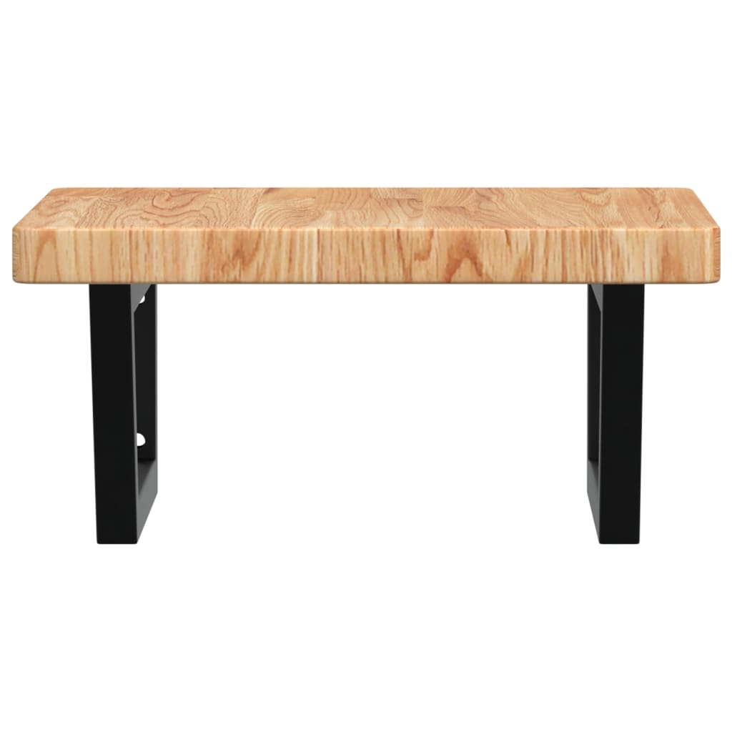 Badeværelseshylde Stål Og Massivt Egetræ Lysebrun Og Sort