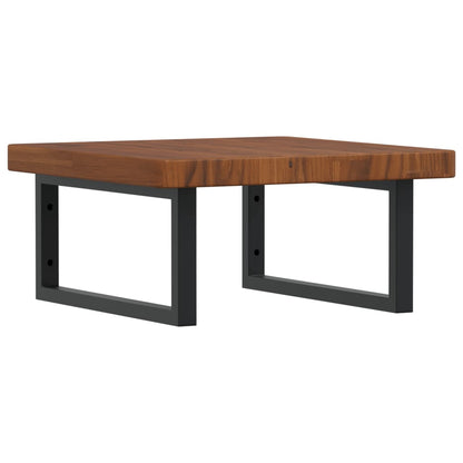 Badeværelseshylde Stål Og Massivt Egetræ Mørkebrun Og Sort