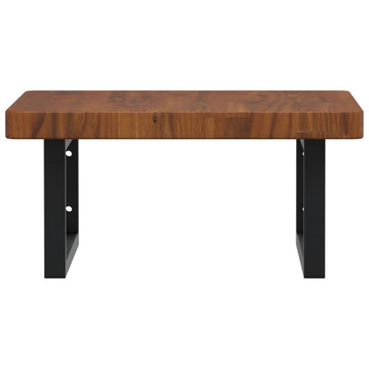 Badeværelseshylde Stål Og Massivt Egetræ Mørkebrun Og Sort