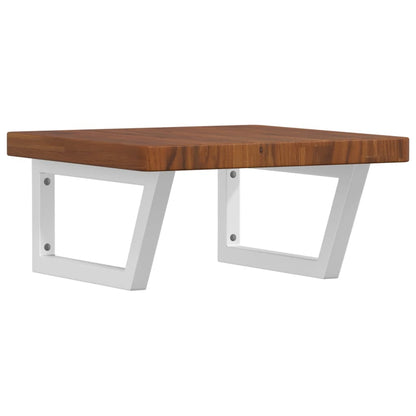 Badeværelseshylde Stål Og Massivt Egetræ Mørkebrun Og Hvid