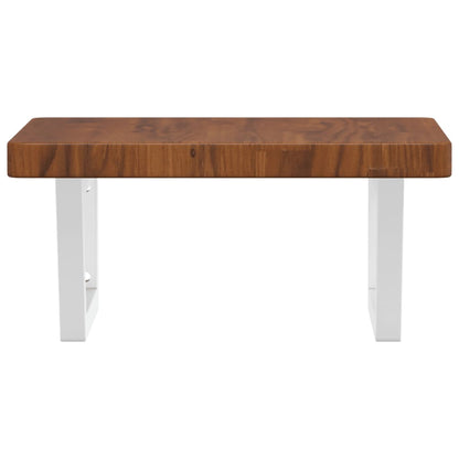 Badeværelseshylde Stål Og Massivt Egetræ Mørkebrun Og Hvid